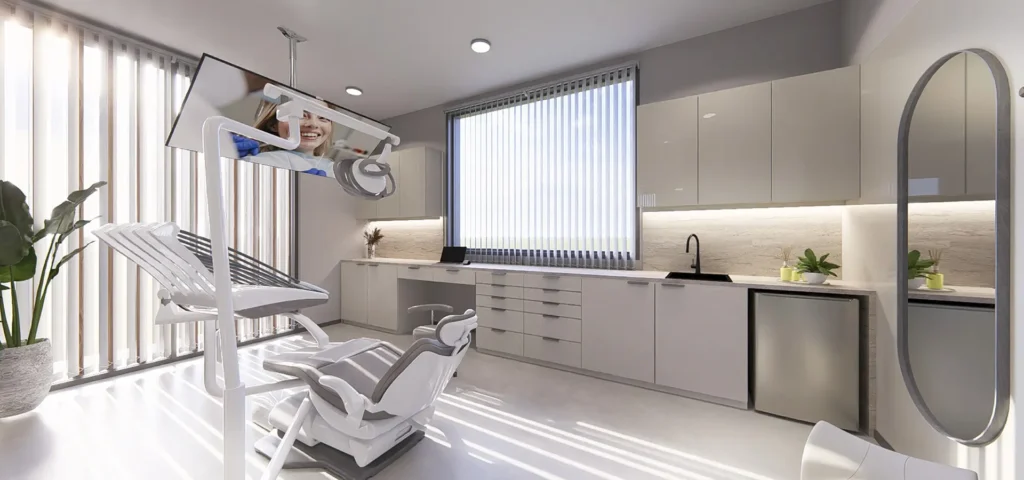 İç Mimarlık Ofisi tarafından tasarlanan modern diş kliniği iç mekan projesi